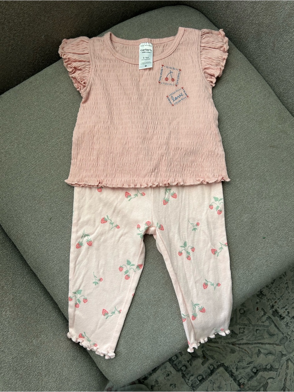 Carter's Light Pink Strawberry Pajama Set